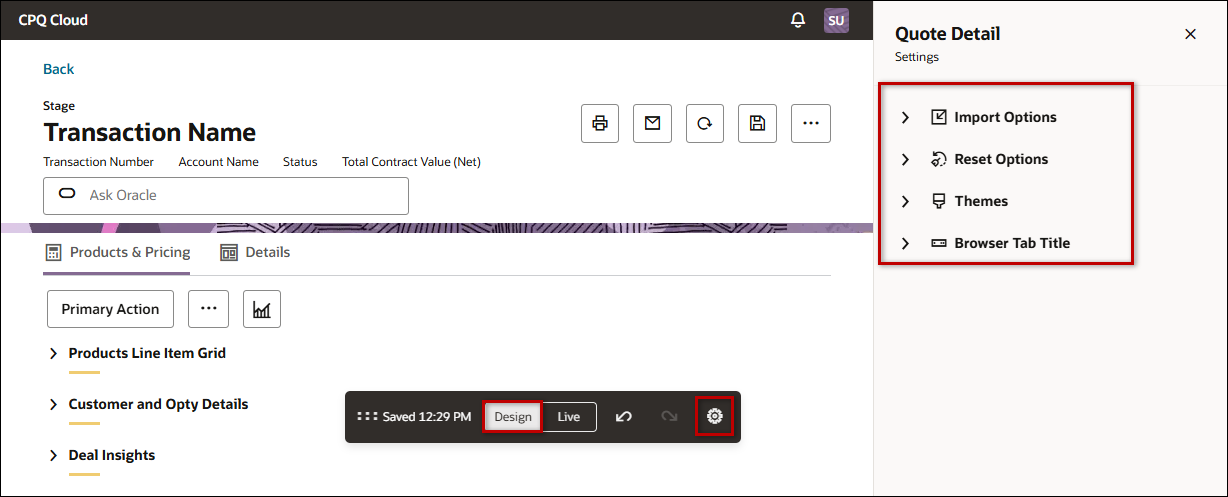Redwood Quote Settings
