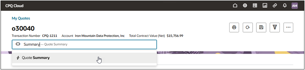 Quote Summary Action