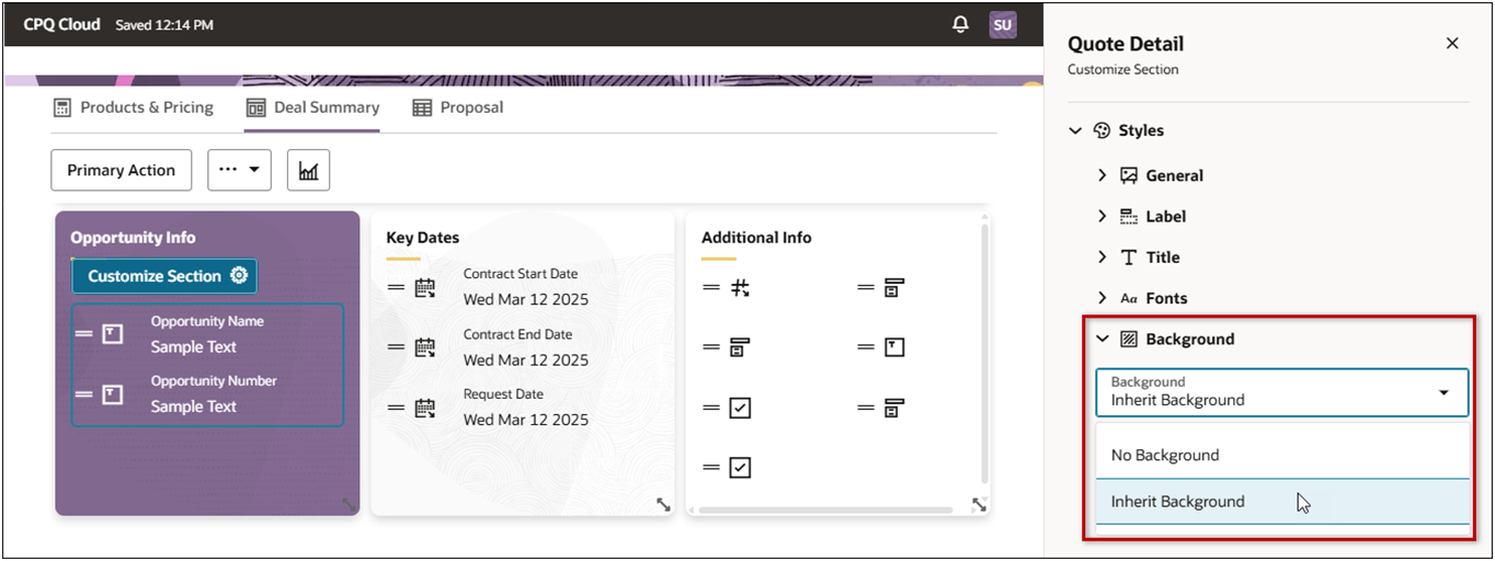 Section Inherit Background