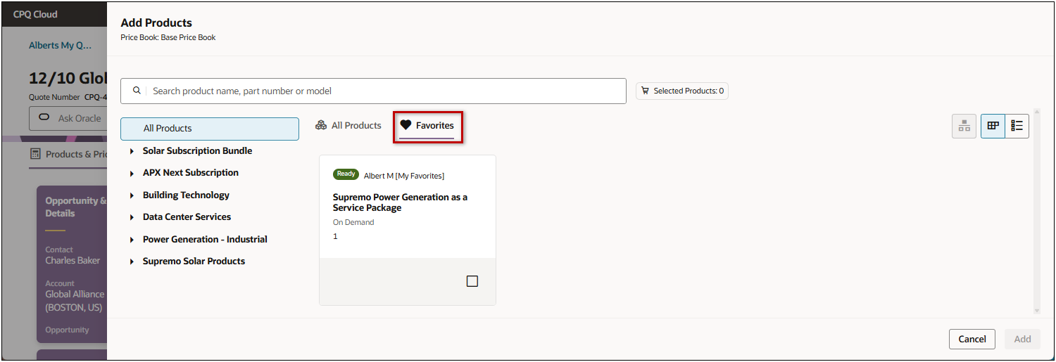 View Favorite products