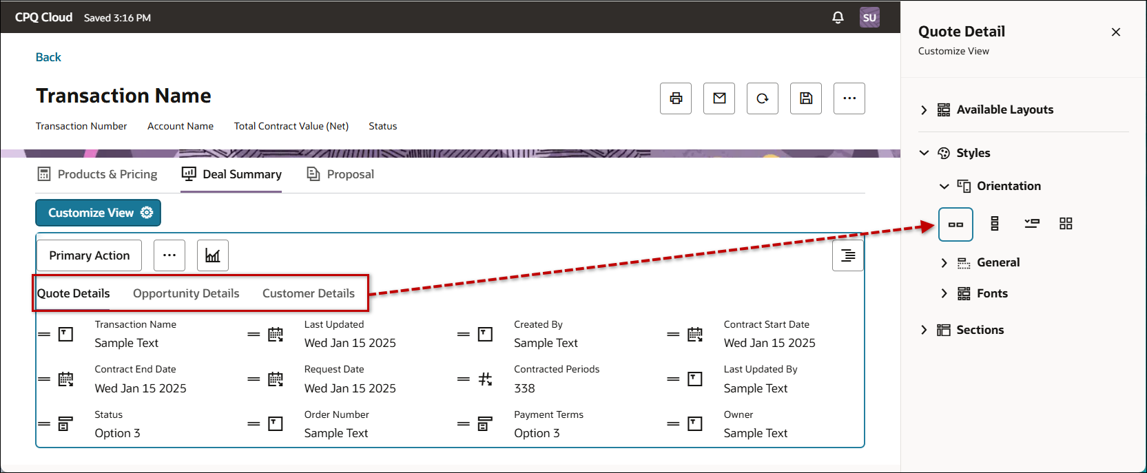 Redwood View Horizontal Layout