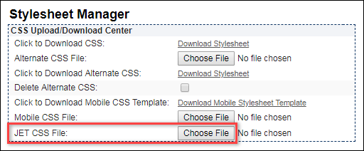 Stylesheet Manager page